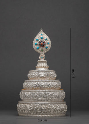 Silver Mandala | Traditional Rice-offering Set