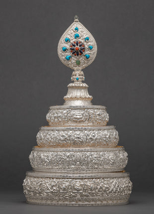Silver Mandala | Traditional Rice-offering Set