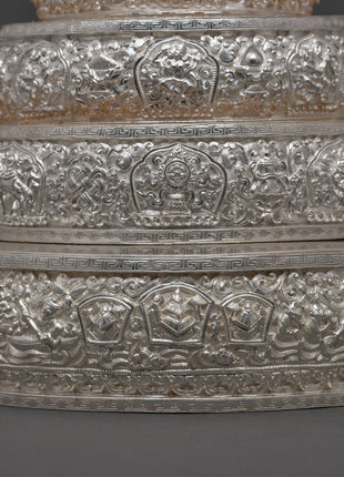 Silver Mandala | Traditional Rice-offering Set