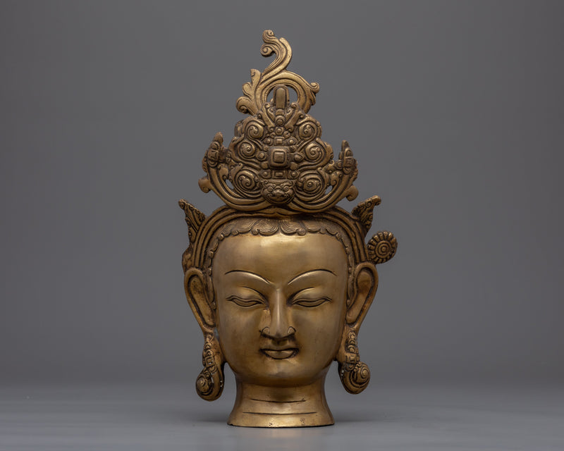 Hand-Carved Buddha Head Statue For Home Decoration | Historical Buddha Figurine As Spiritual Room Decor