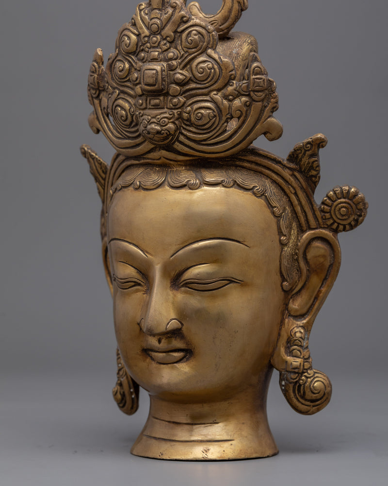 Hand-Carved Buddha Head Statue For Home Decoration | Historical Buddha Figurine As Spiritual Room Decor