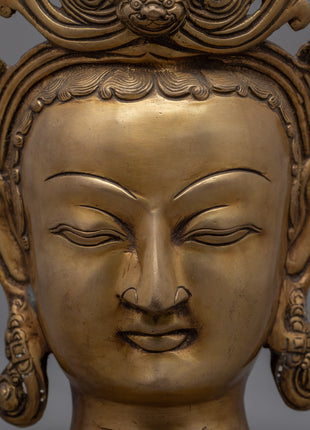 Hand-Carved Buddha Head Statue For Home Decoration | Historical Buddha Figurine As Spiritual Room Decor
