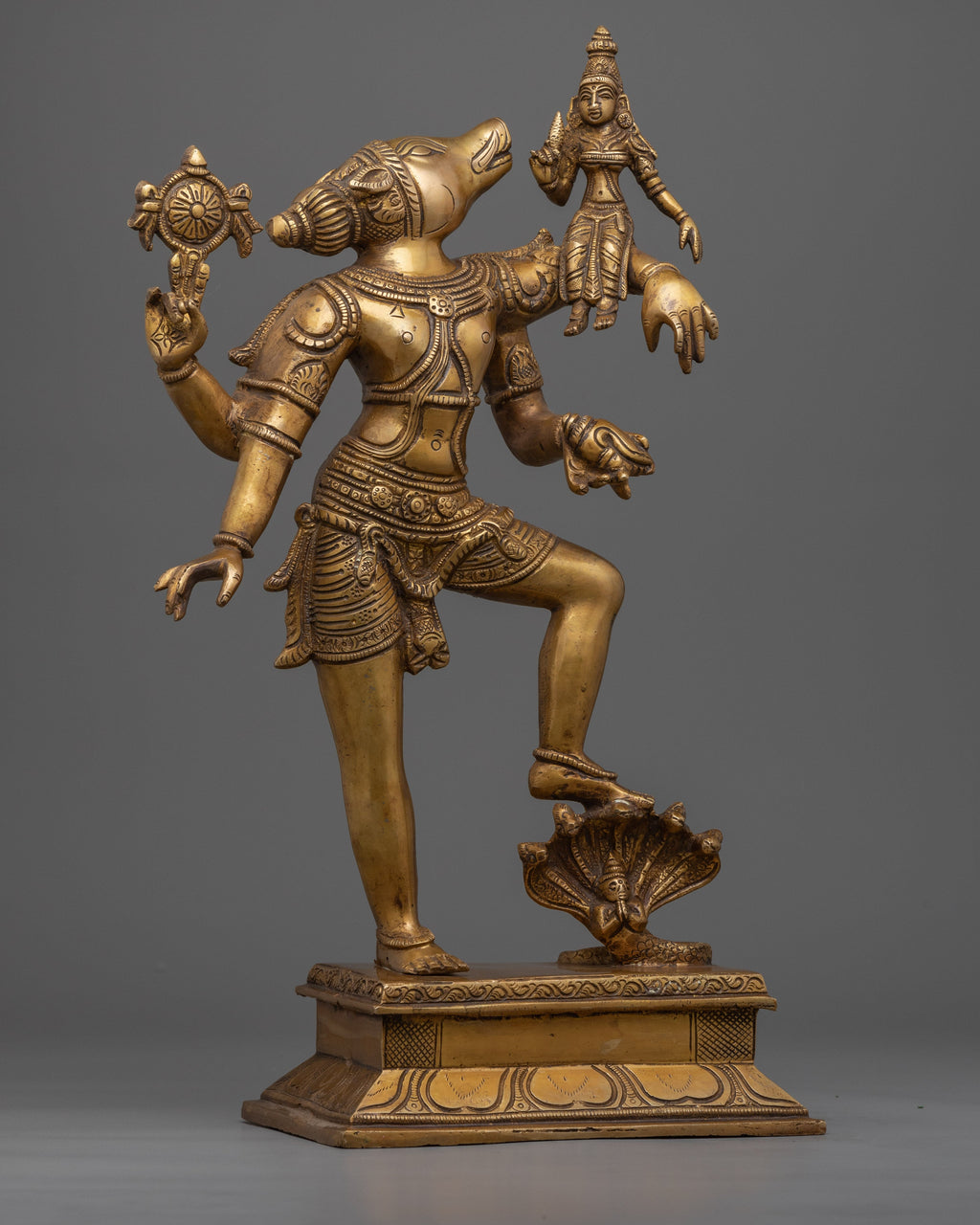 Traditional Copper Statue Of Varaha Avatar Of Vishnu | Lord Vishnu In