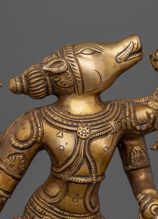 Traditional Copper Statue Of Varaha Avatar Of Vishnu | Lord Vishnu In The Form Of Boar