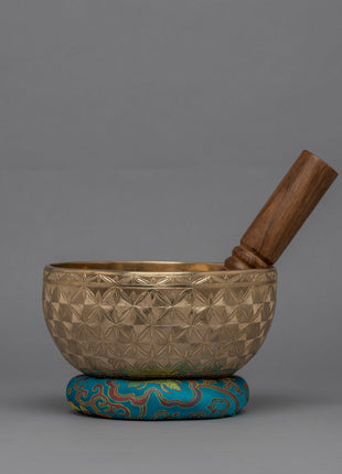 Shiny Carving Singing Bowl | Tibetan Artwork