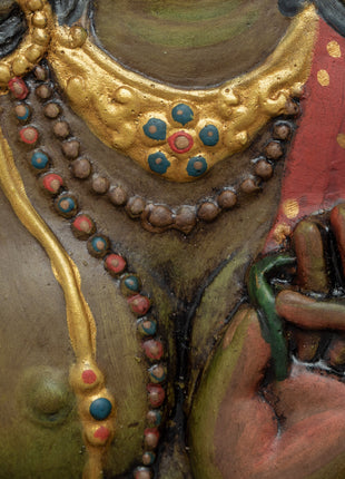 Tibetan Green Tara Wooden Thanka | Himalayan Art