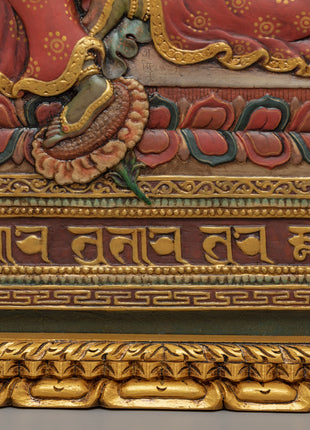 Tibetan Green Tara Wooden Thanka | Himalayan Art
