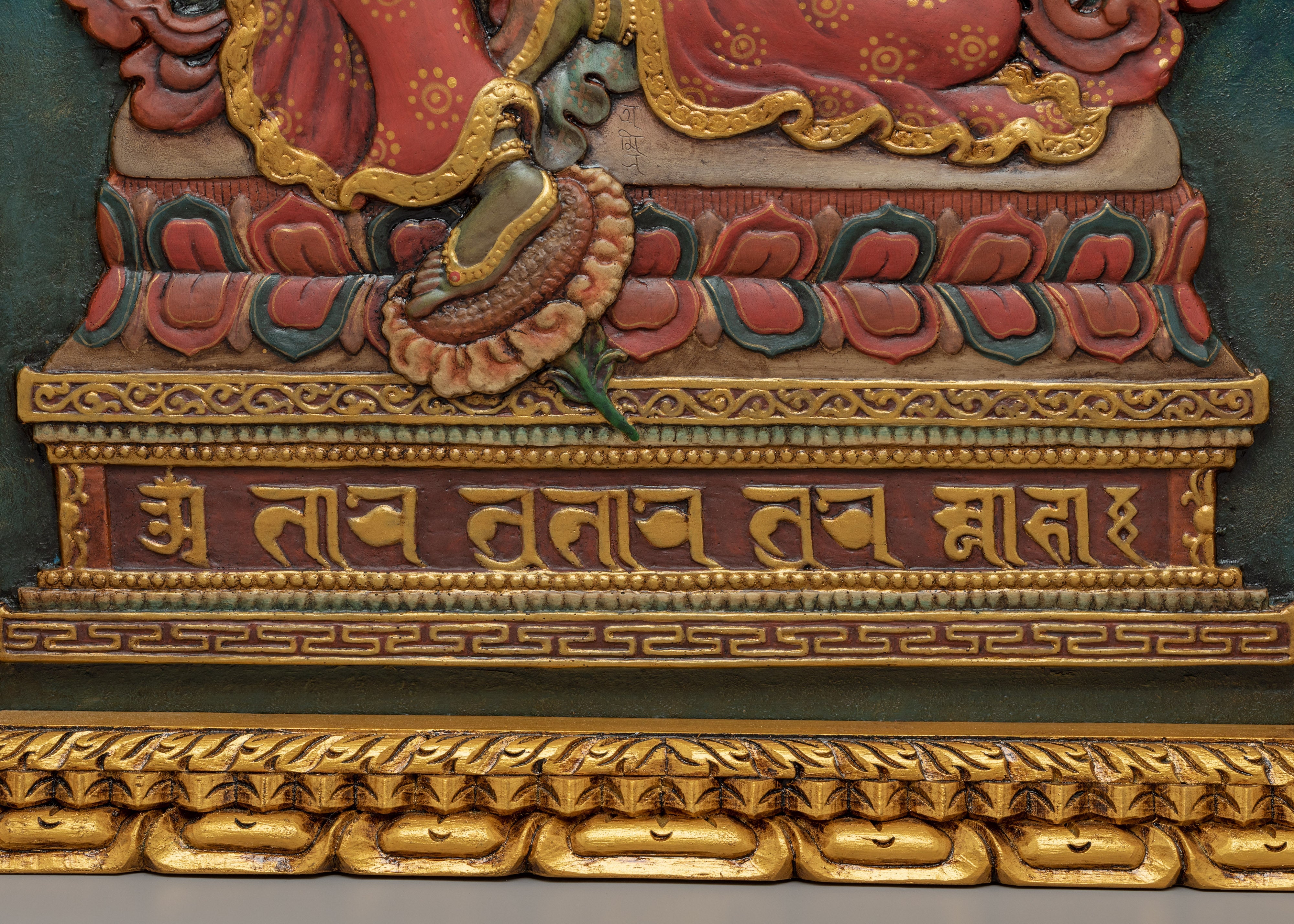 Tibetan Green Tara Wooden Thanka | Himalayan Art
