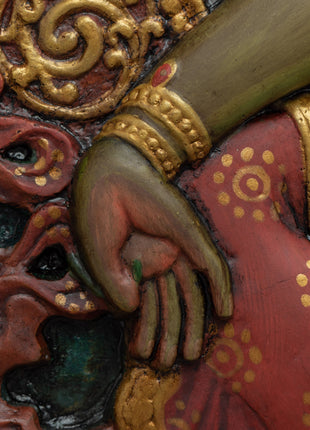 Tibetan Green Tara Wooden Thanka | Himalayan Art