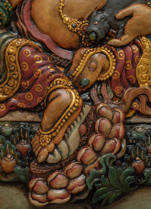 Dzambhala Wooden Thangka | 24K Gold Plating