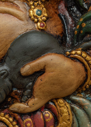 Dzambhala Wooden Thangka | 24K Gold Plating