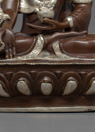 Medicine Buddha Mantra Practice Statue | Silver Plating Statue