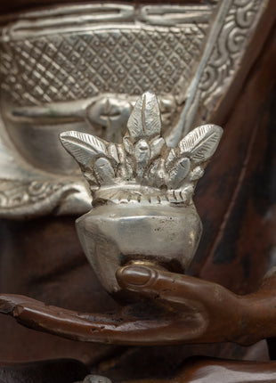 Medicine Buddha Mantra Practice Statue | Silver Plating Statue