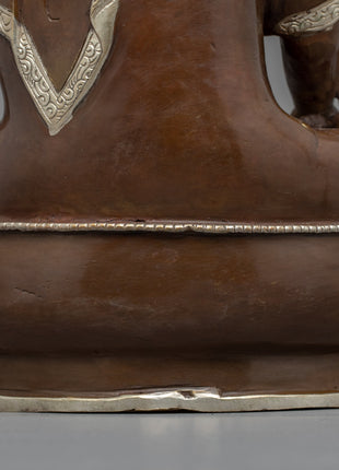 Medicine Buddha Mantra Practice Statue | Silver Plating Statue