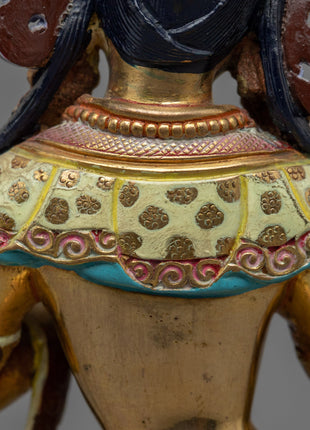 Himalayan Style Gold-Gilded Statue For White Tara Mantra Practice | Tibetan Art Plated with Gold