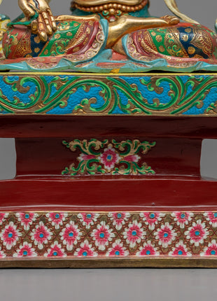 Himalayan Style Gold-Gilded Statue For White Tara Mantra Practice | Tibetan Art Plated with Gold