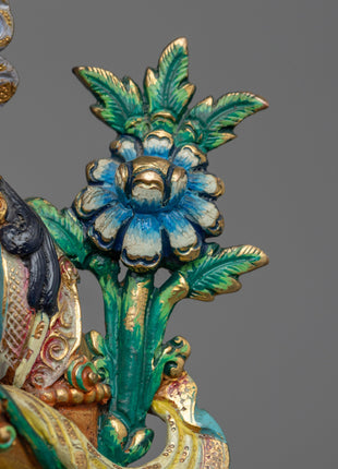 Himalayan Style Gold-Gilded Statue For White Tara Mantra Practice | Tibetan Art Plated with Gold