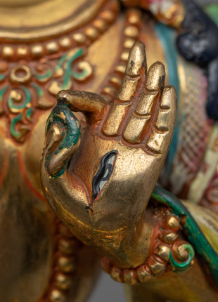 Himalayan Style Gold-Gilded Statue For White Tara Mantra Practice | Tibetan Art Plated with Gold