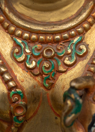 Himalayan Style Gold-Gilded Statue For White Tara Mantra Practice | Tibetan Art Plated with Gold