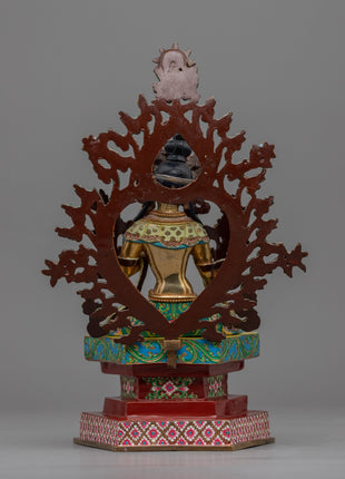 Himalayan Style Gold-Gilded Statue For White Tara Mantra Practice | Tibetan Art Plated with Gold