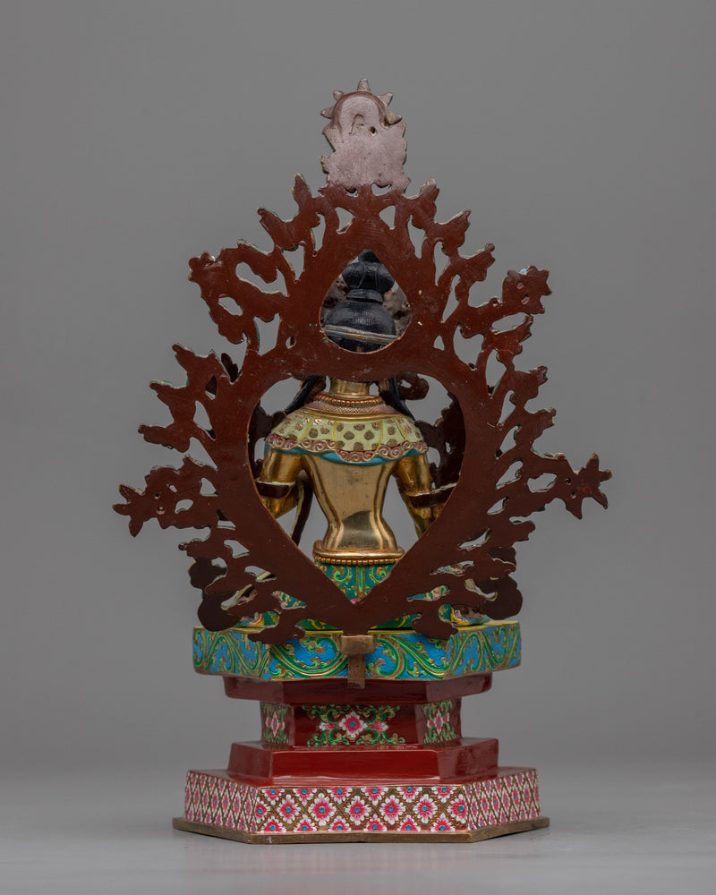 Himalayan Style Gold-Gilded Statue For White Tara Mantra Practice | Tibetan Art Plated with Gold