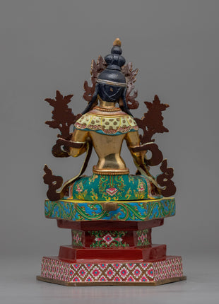 Himalayan Style Gold-Gilded Statue For White Tara Mantra Practice | Tibetan Art Plated with Gold