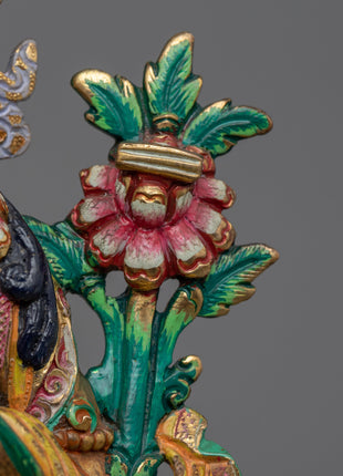Wisdom Deity Manjushri Bodhisattva Statue | Traditional Gold-Plated Himalayan Artwork For Mindfulness