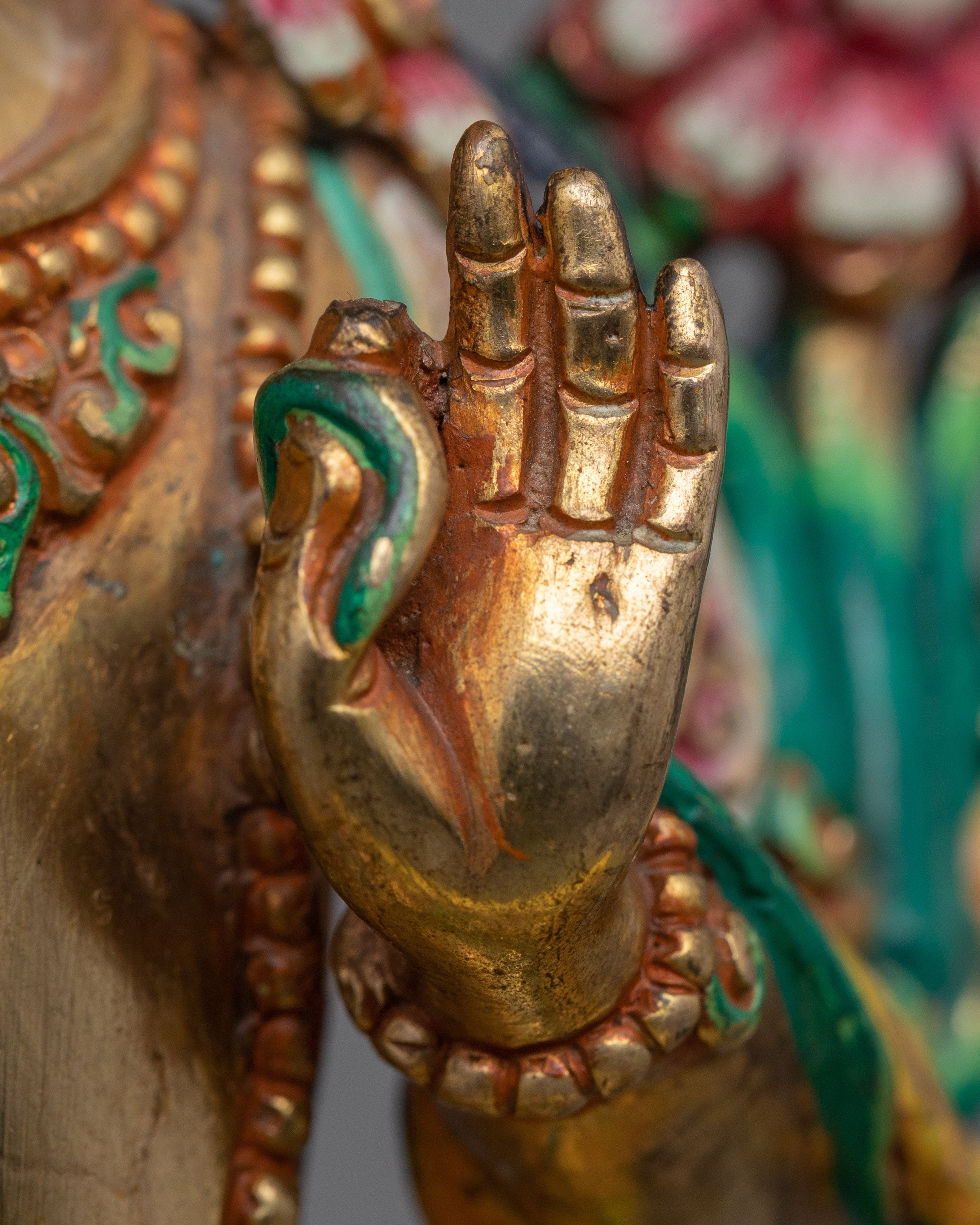 Wisdom Deity Manjushri Bodhisattva Statue | Traditional Gold-Plated Himalayan Artwork For Mindfulness