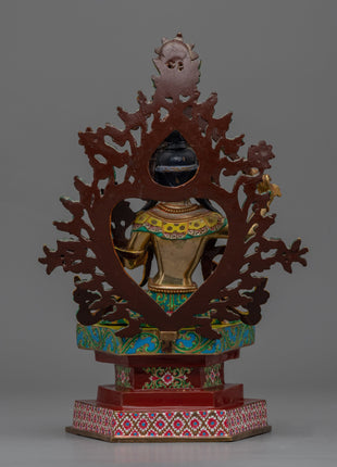 Wisdom Deity Manjushri Bodhisattva Statue | Traditional Gold-Plated Himalayan Artwork For Mindfulness
