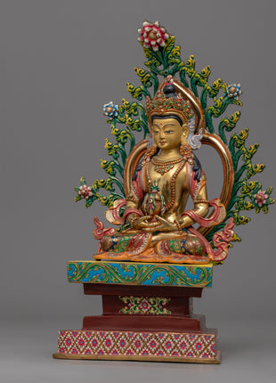 Gold-Gilded Amitayus Buddha Statue For Prayers | Amitayus The Buddha of Eternal Life Artcraft