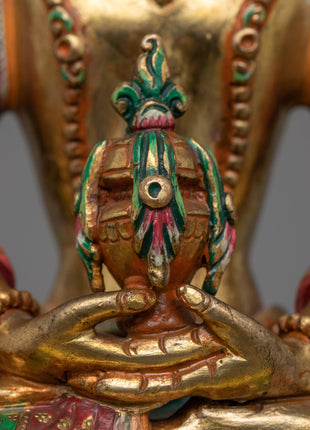 Gold-Gilded Amitayus Buddha Statue For Prayers | Amitayus The Buddha of Eternal Life Artcraft