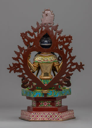 Traditional Himalayan Chenrezig Avalokiteshvara Gold Statue | The Bodhisattva Of Compassion in Buddhism