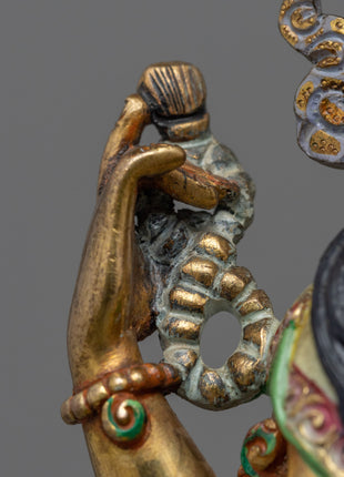 Traditional Himalayan Chenrezig Avalokiteshvara Gold Statue | The Bodhisattva Of Compassion in Buddhism