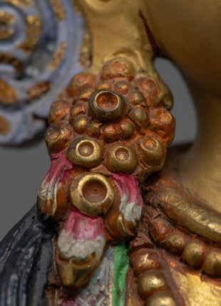 Traditional Himalayan Chenrezig Avalokiteshvara Gold Statue | The Bodhisattva Of Compassion in Buddhism