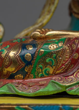 Traditional Himalayan Chenrezig Avalokiteshvara Gold Statue | The Bodhisattva Of Compassion in Buddhism