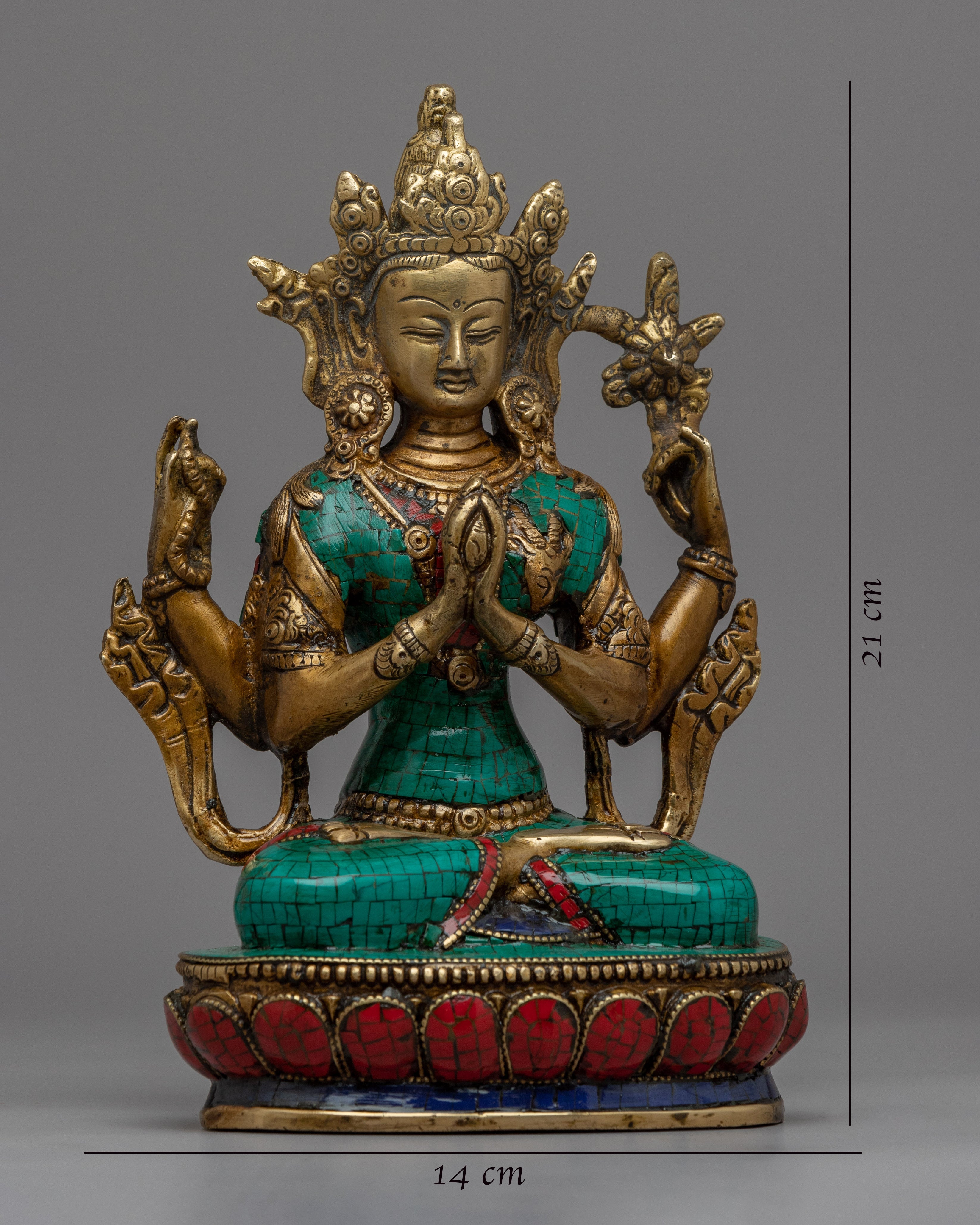 Tibetan Bodhisattva 4 Armed Chenrezig Statue | Avalokiteshvara, The Bodhisattva Of Compassion Artwork