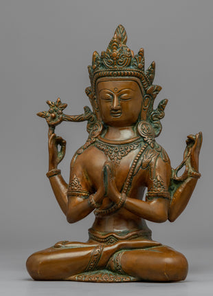 Bodhisattva 4 Armed Chenrezig Statue | Buddhist Deity of Compassion Statue