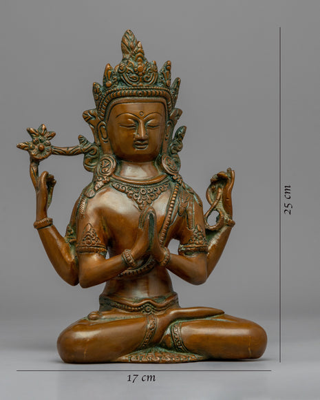 Bodhisattva 4 Armed Chenrezig Statue | Buddhist Deity of Compassion Statue