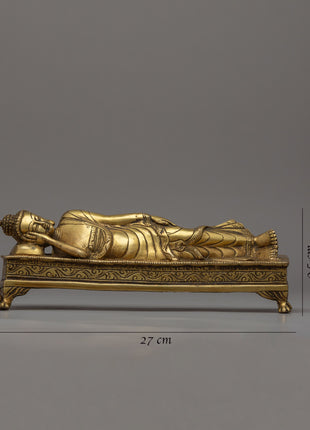 Traditional Hand-Craved Sleeping Buddha Statue | Historical Buddha Reclining Posture Artwork