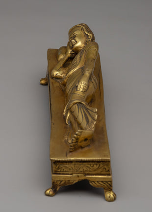 Traditional Hand-Craved Sleeping Buddha Statue | Historical Buddha Reclining Posture Artwork