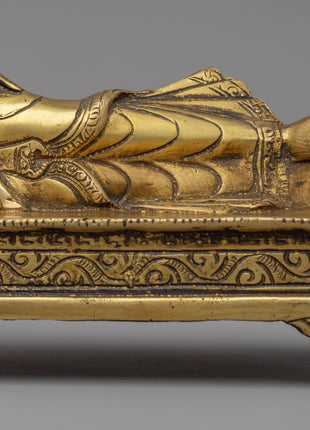 Traditional Hand-Craved Sleeping Buddha Statue | Historical Buddha Reclining Posture Artwork