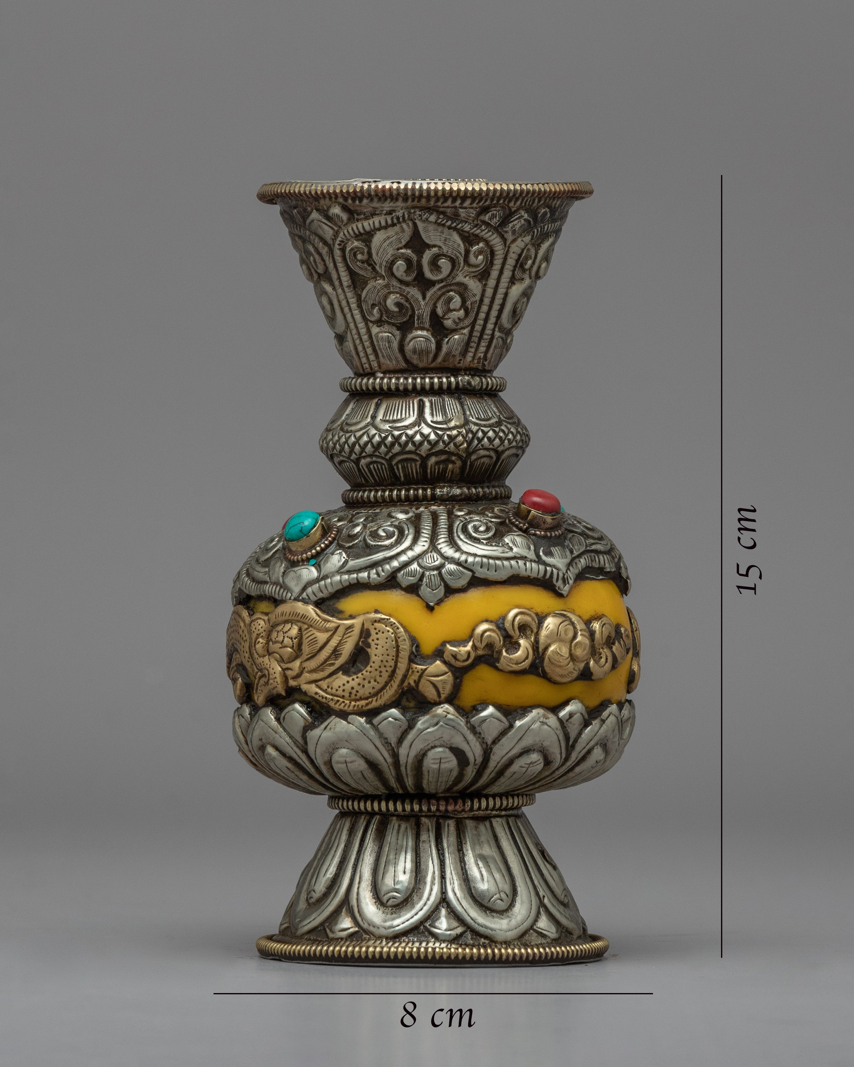 Vase Flower Set | Buddhist Gemstones Inlaid Vase