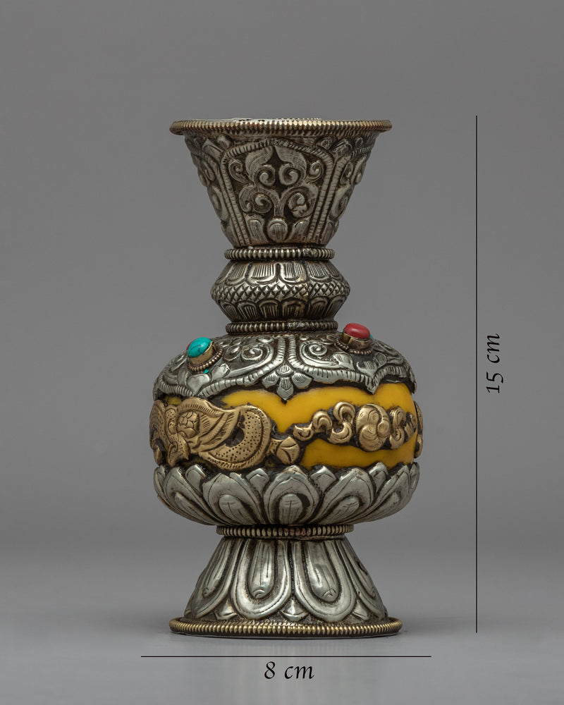 Vase Flower Set | Buddhist Gemstones Inlaid Vase