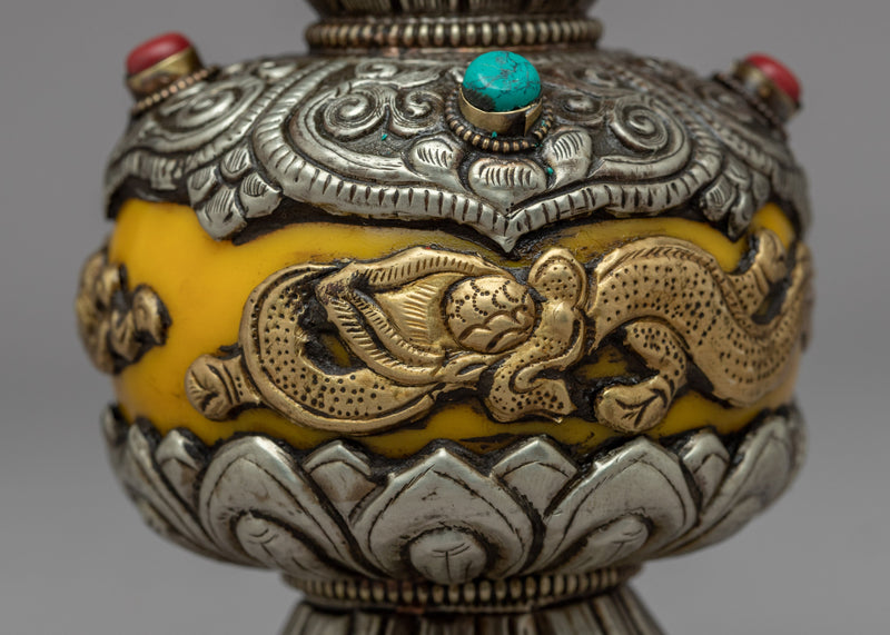 Vase Flower Set | Buddhist Gemstones Inlaid Vase