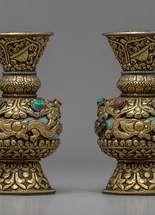 Flower Vases For Home Decor | Gemstones Embedded