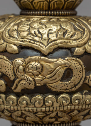 Gemstones Embedded Flower Vase | Himalayan Art Work