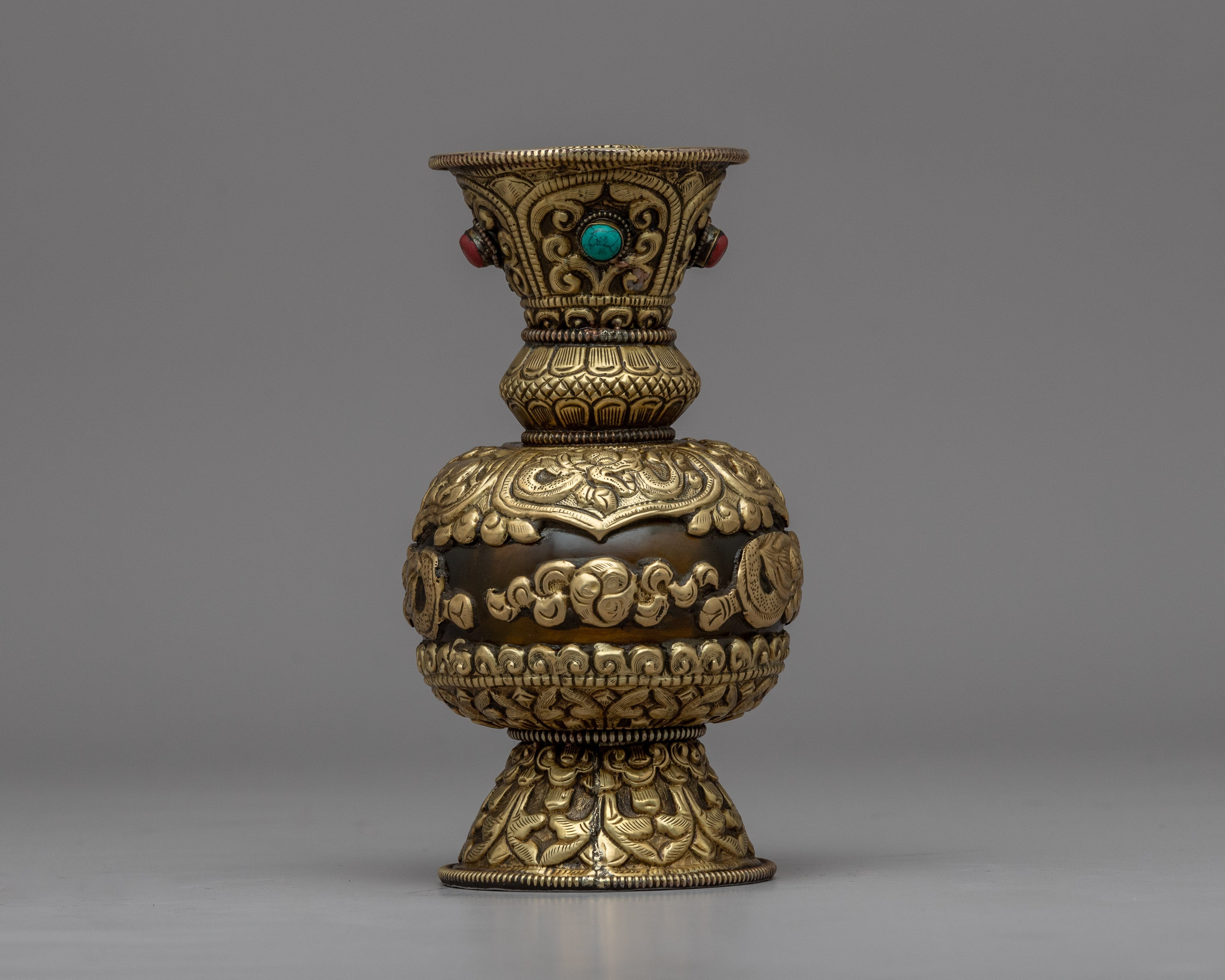 Gemstones Embedded Flower Vase | Himalayan Art Work