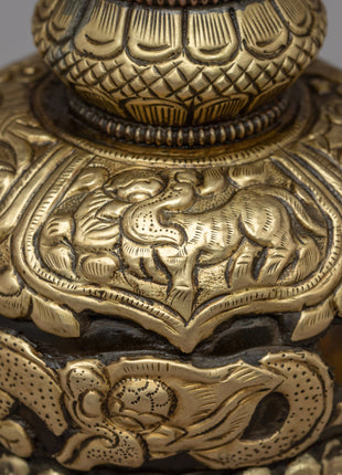 Gemstones Embedded Flower Vase | Himalayan Art Work