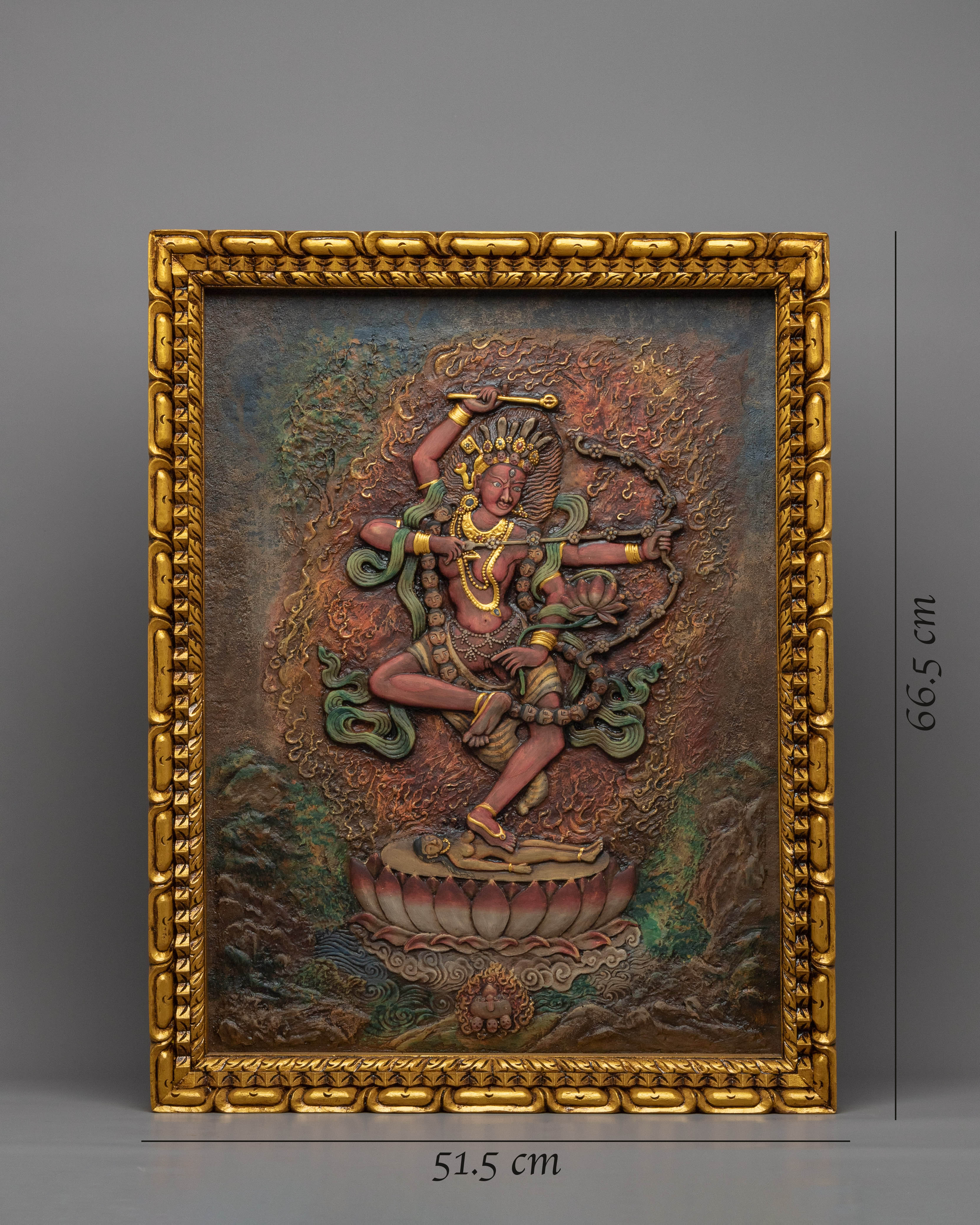 Wooden Kurukulla Mantra Practice Thangka | Traditional Hand-Crafted Art
