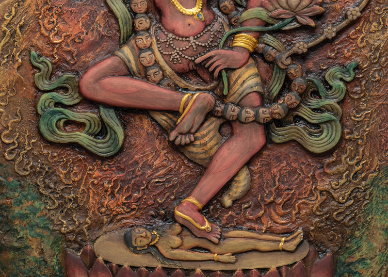 Wooden Kurukulla Mantra Practice Thangka | Traditional Hand-Crafted Art